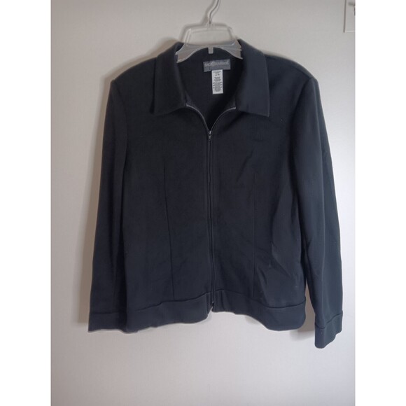 Sag Harbor Zip Up Jacket Black Lightweight Size 16 Unlined - Picture 1 of 5